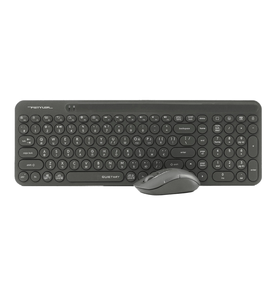 Комплект бездротовий, клавіатура з мишою, A4Tech Fstyler FG3300 Air2 (Grey), сірий колір