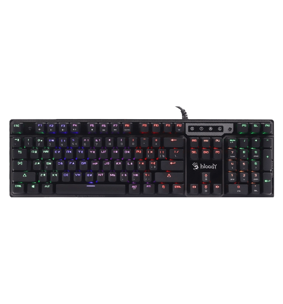 Клавиатура Bloody B750N чёрная, механическая игровая, LK Green переключатели, USB