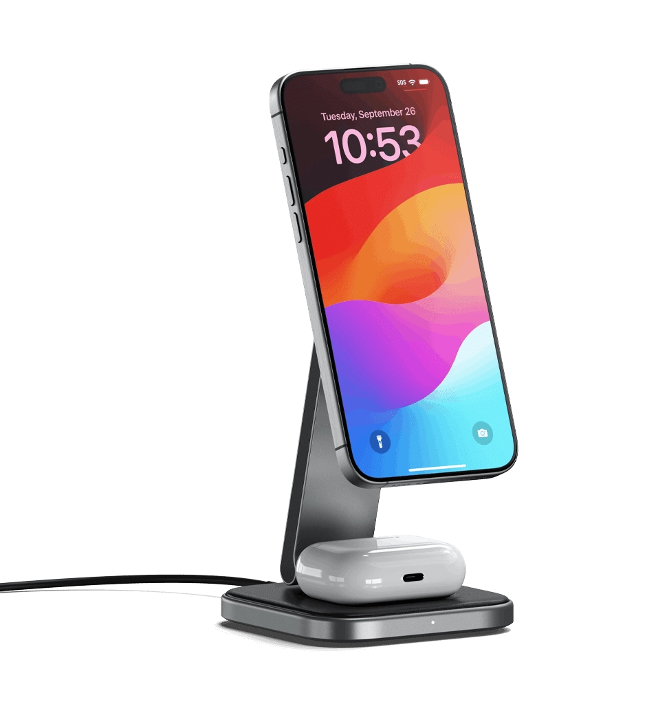 Зарядное устройство Satechi 2-in-1 Foldable Qi2 Wireless Charging Stand Space Gray (ST-Q21FM)