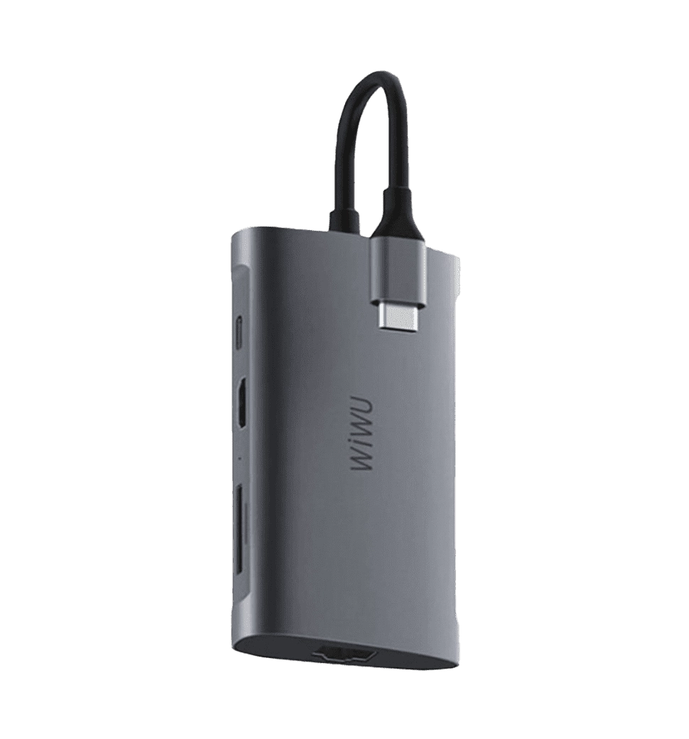 WIWU Alpha 831HRT  3*USB, HDMI 4K, RJ45, Type c, SD, micro SD, Led Gray