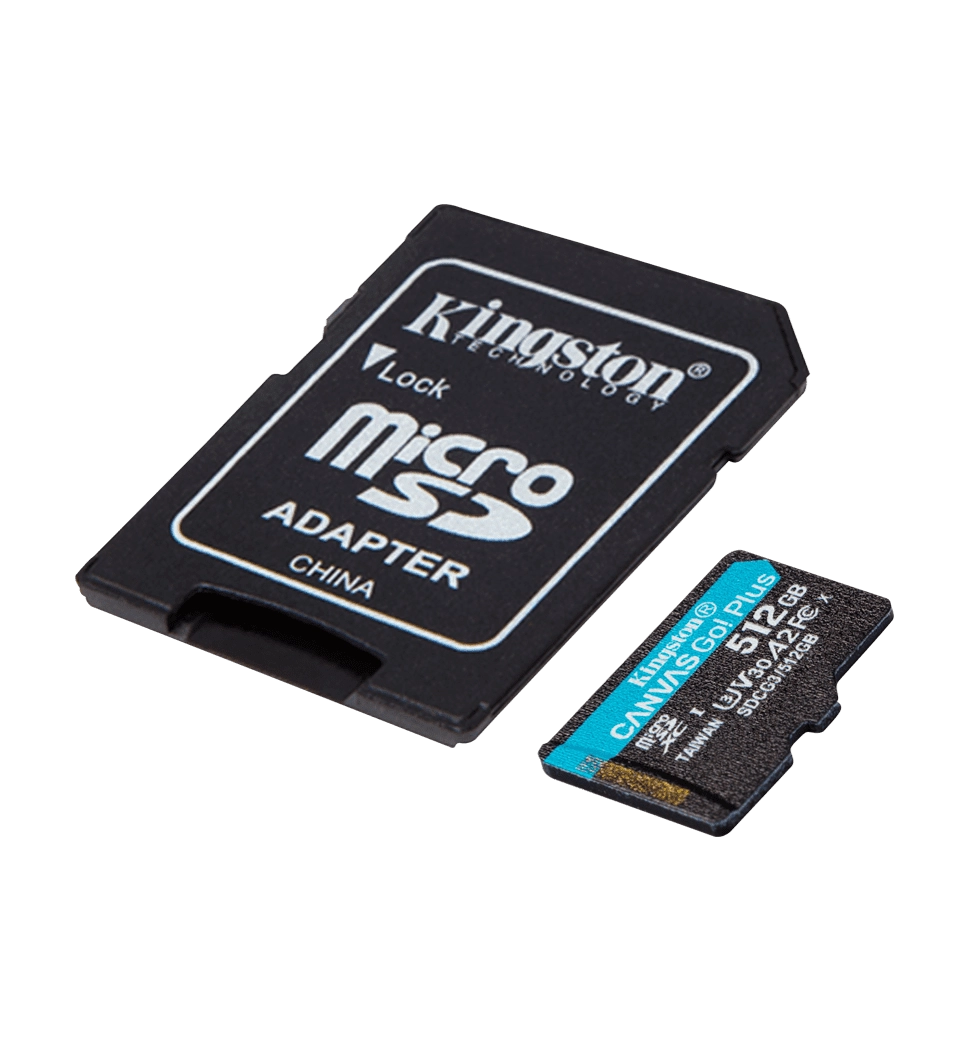 Карта памяти Kingston Canvas Go Plus 512Gb class 10 A2 V30 Adapter SD (R170MB/s, W90MB/s)(SDCG3/512GB)