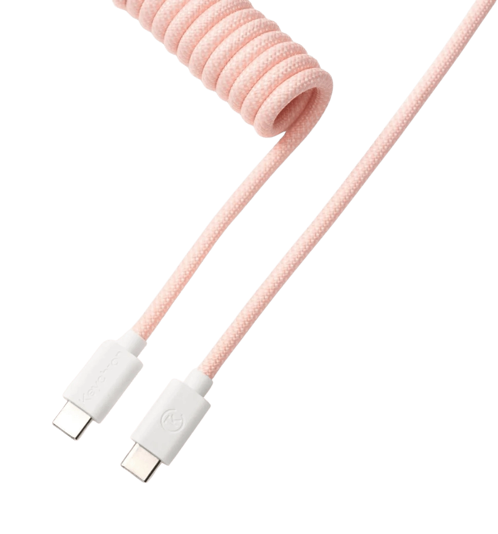 Кабель USB-A/USB-C > USB-C заряджання/синхронізації Keychron, 1.36м, Type-C, Coiled Aviator, рожевий