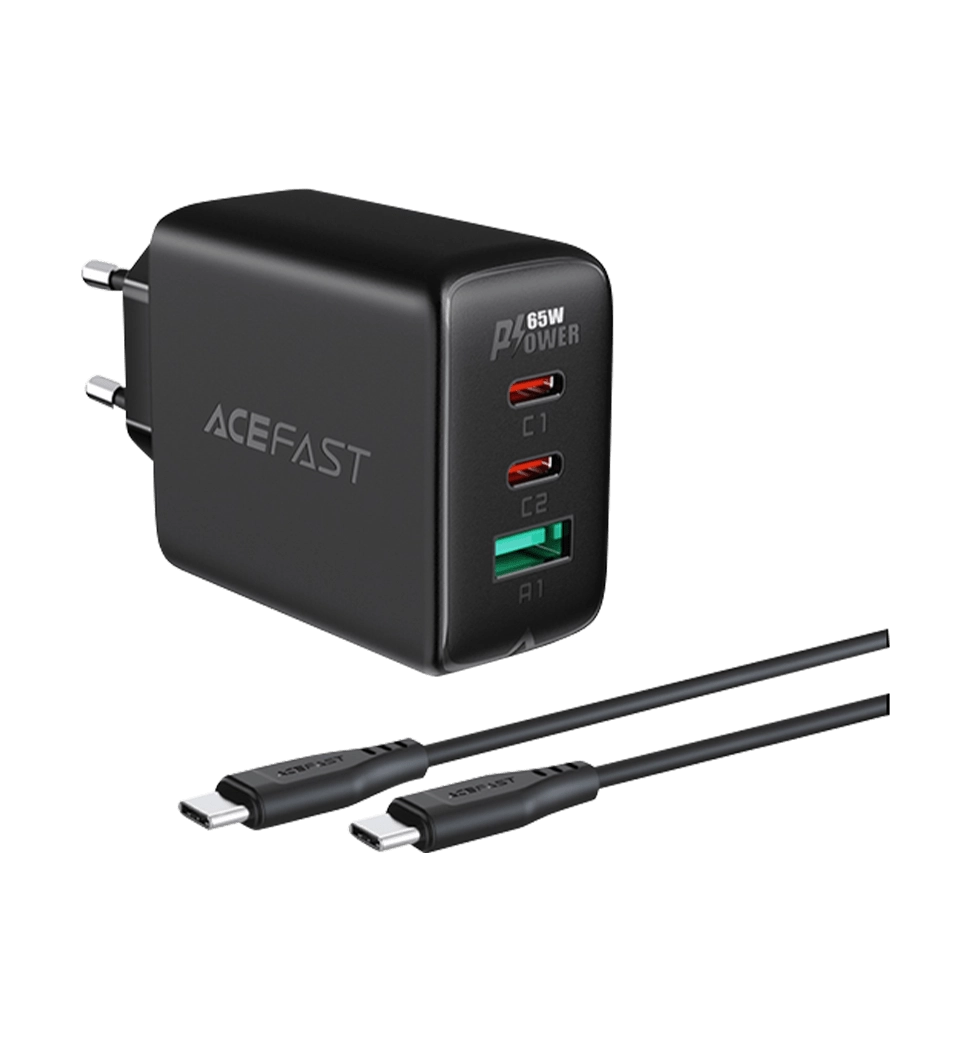 Адаптер Acefast A13 65W (2 Type-C+USB-A) (black)