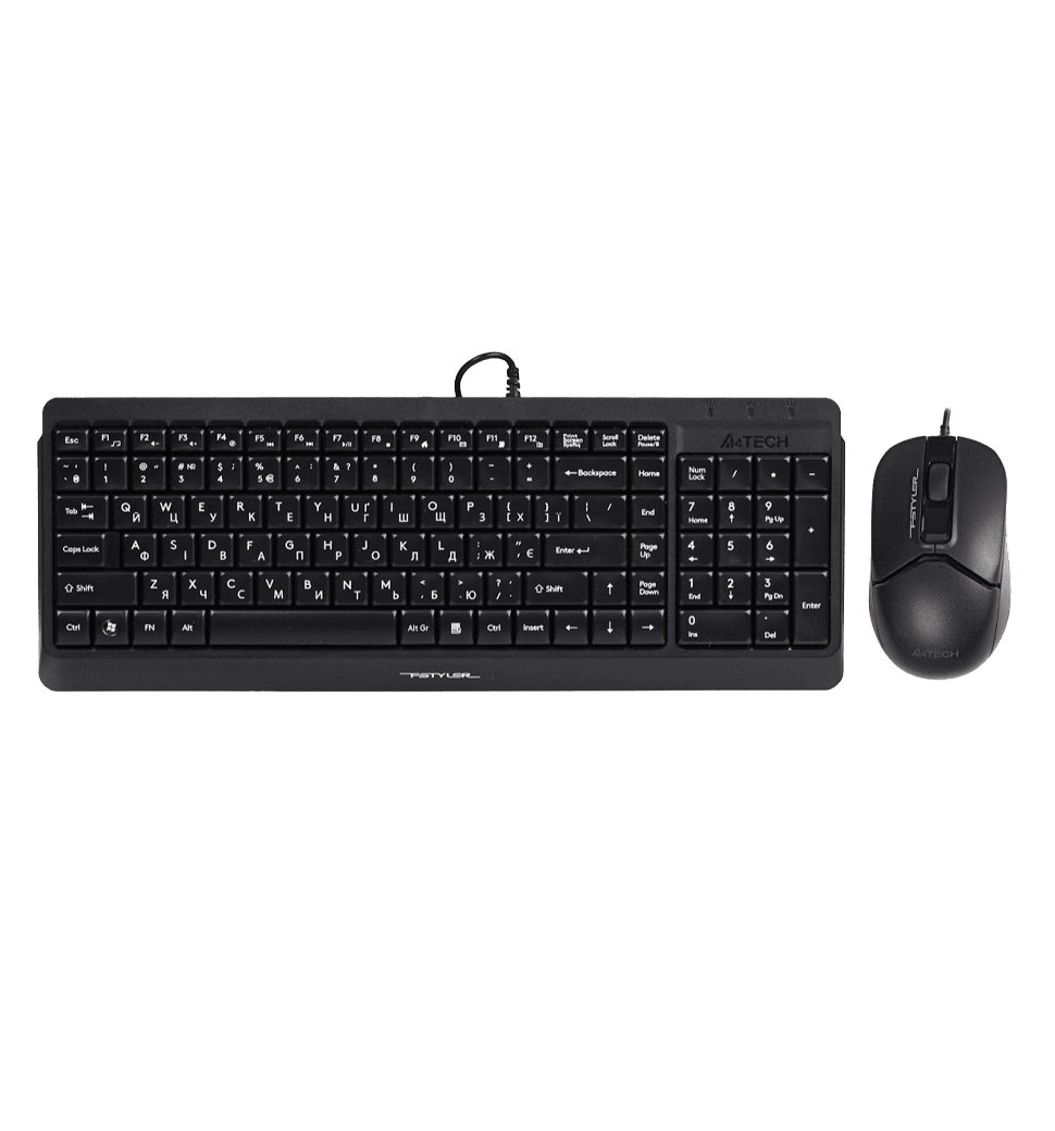 A4Tech Fstyler F1512 , комплект дротовий клавіатура з мишою, USB, чорний колір