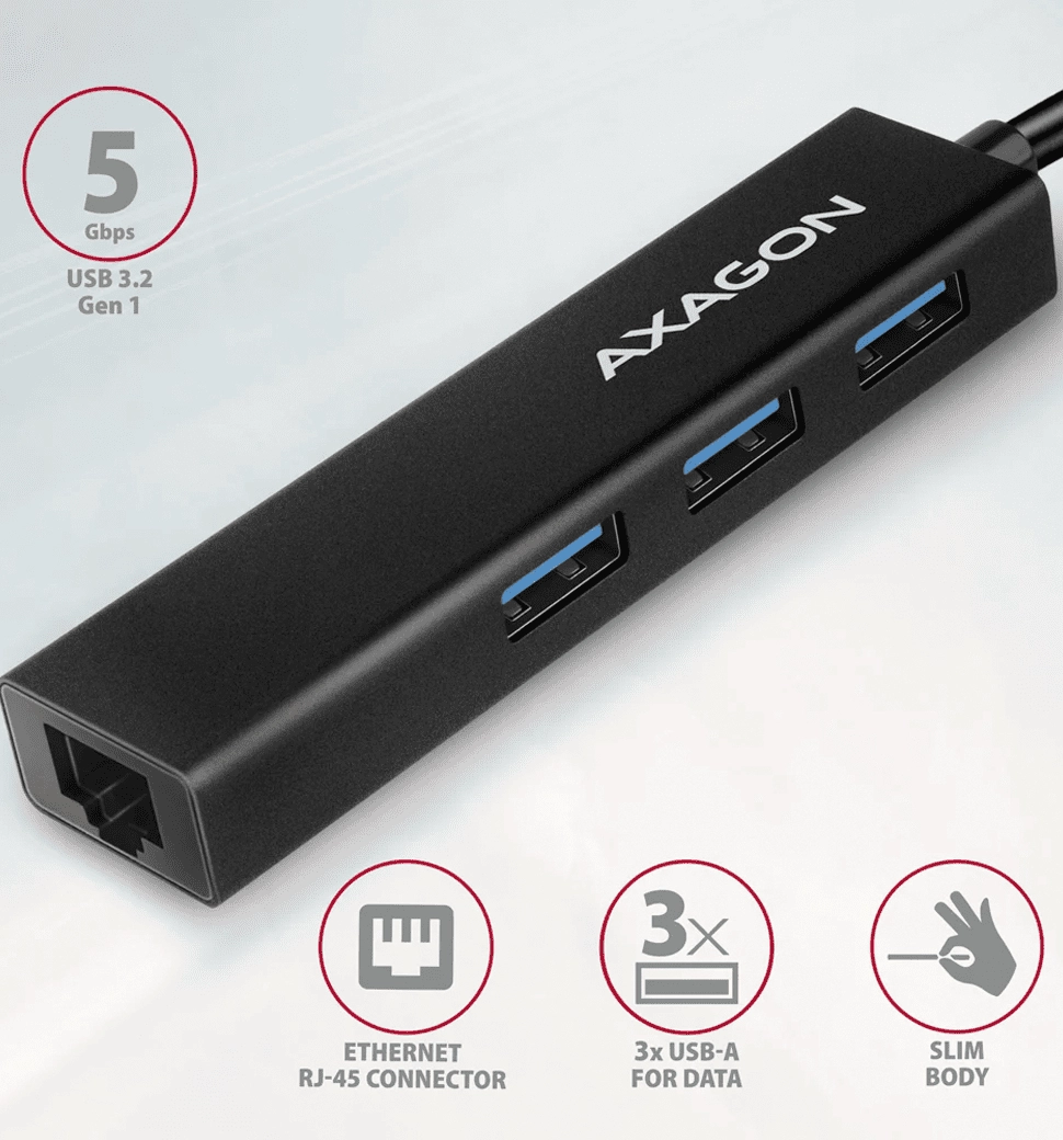 Хаб концентратор AXAGON HMC-GL3A SuperSpeed USB-C hub + gigabit LAN