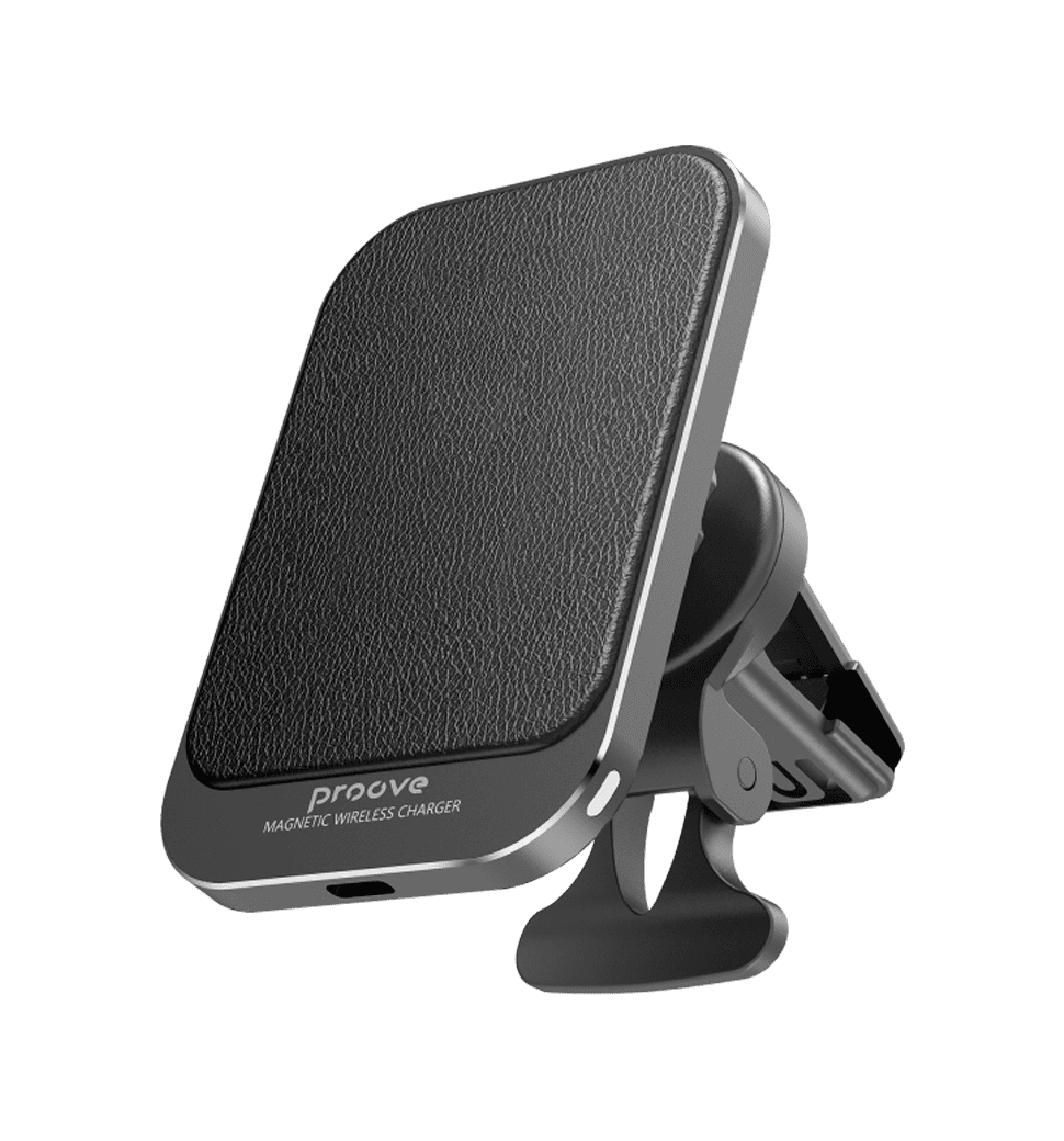Держатель в машину с беспроводным ЗУ Proove Square Magnetic PRO 15W (metal gray)