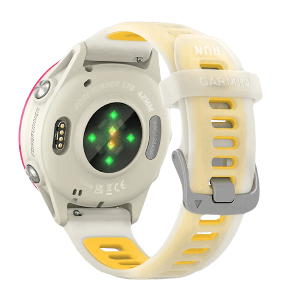 Спортивний годинник Garmin Forerunner 570  42mm Raspberry Aluminium with Translucent Bone/Mango Band (010-02970-02)