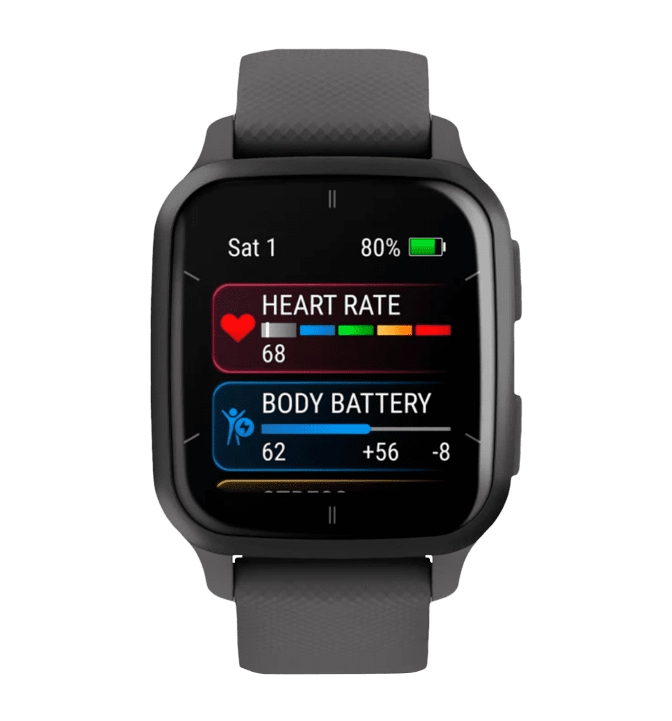 Garmin Venu Sq 2 Slate Aluminum Bezel with Shadow Gray Case and Silicone Band (010-02701-00/10)