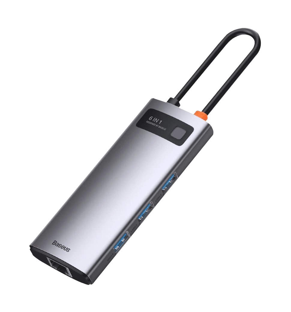 Хаб Baseus Multifunctional Metal Gleam 6- in-1 Type-C (Gray) (CAHUB-CW0G)