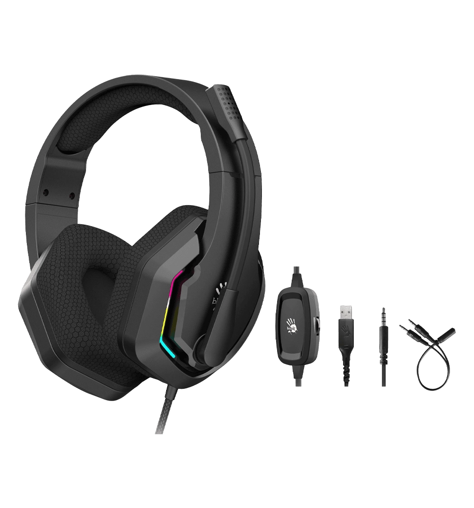 Гарнітура ігрова Bloody G260p (Black) з підсвічуванням, USB, колір чорний