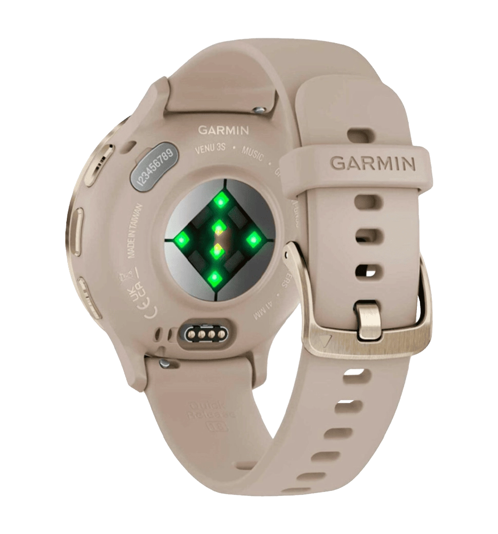Garmin Venu 3S Soft Gold S. Steel Bezel w. French Gray Case and S. Band (010-02785-02)