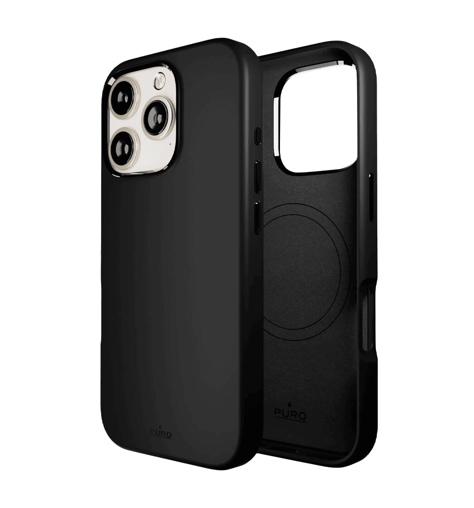Чехол Puro Liquid Silicon Cover "ICON MAG PRO" with Magsafe, iPhone 16 Pro, black PUIPC16P61ICONMPBL