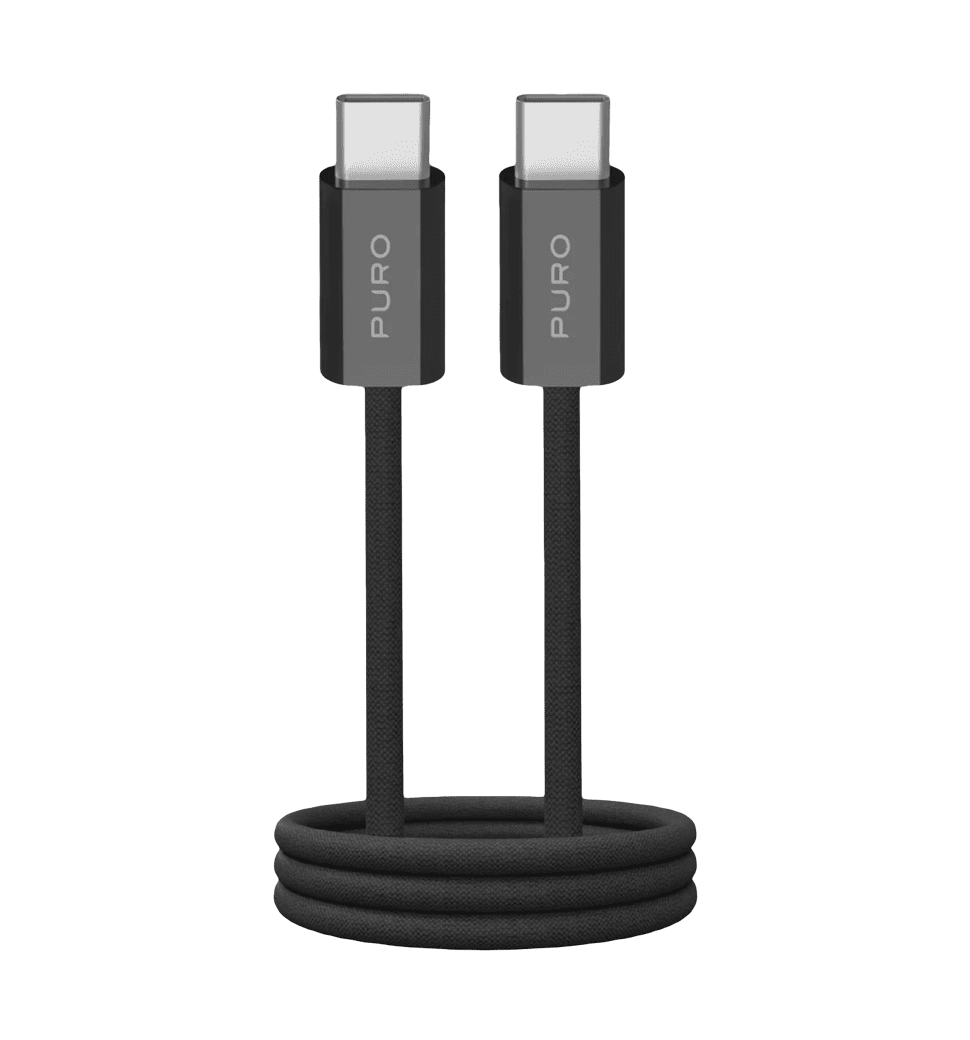 Зарядный кабель Puro Braided Cable FABK4 USB-C to USB-C, 1.5m 60W 480mbps, black PUCCCFABK415MTBLK