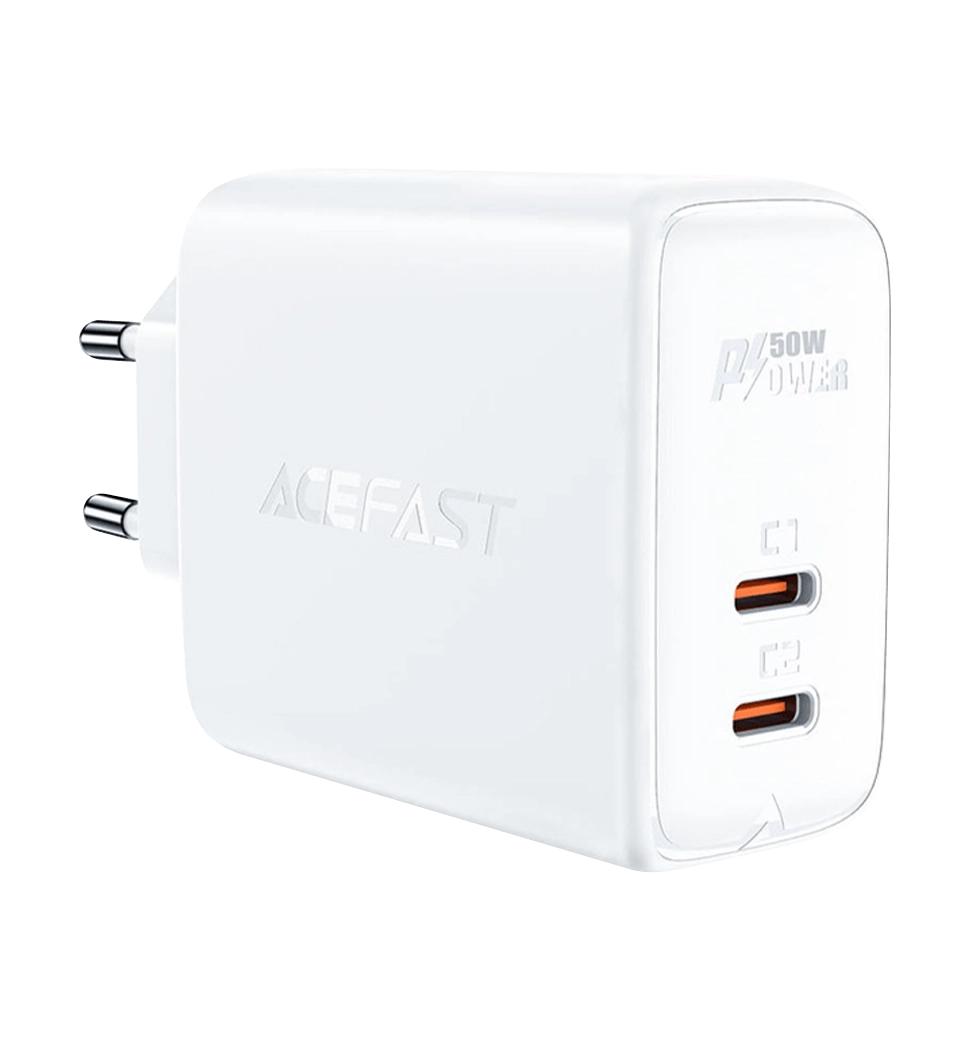 Адаптер Acefast A29 GaN 50W (2 Type-C) (white)