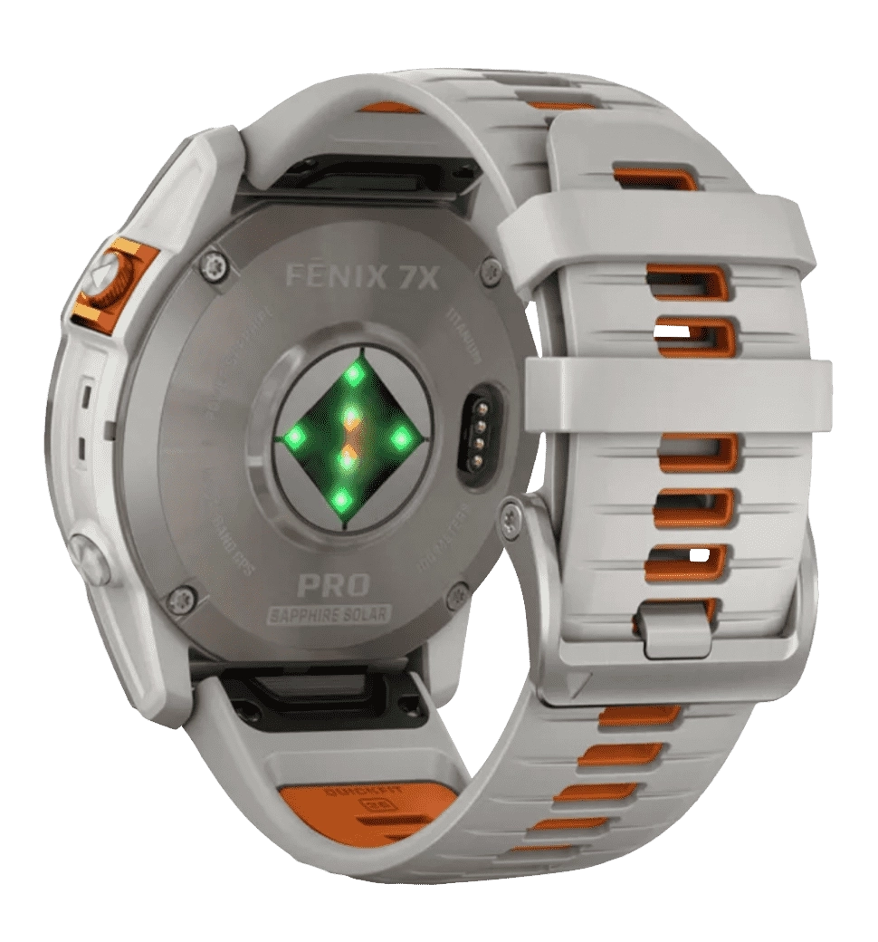 Смарт-часы Garmin Fenix 7X Pro Sapphire Solar Titanium w. Fog Gray/Ember O. Band (010-02778-14/15/64) UA