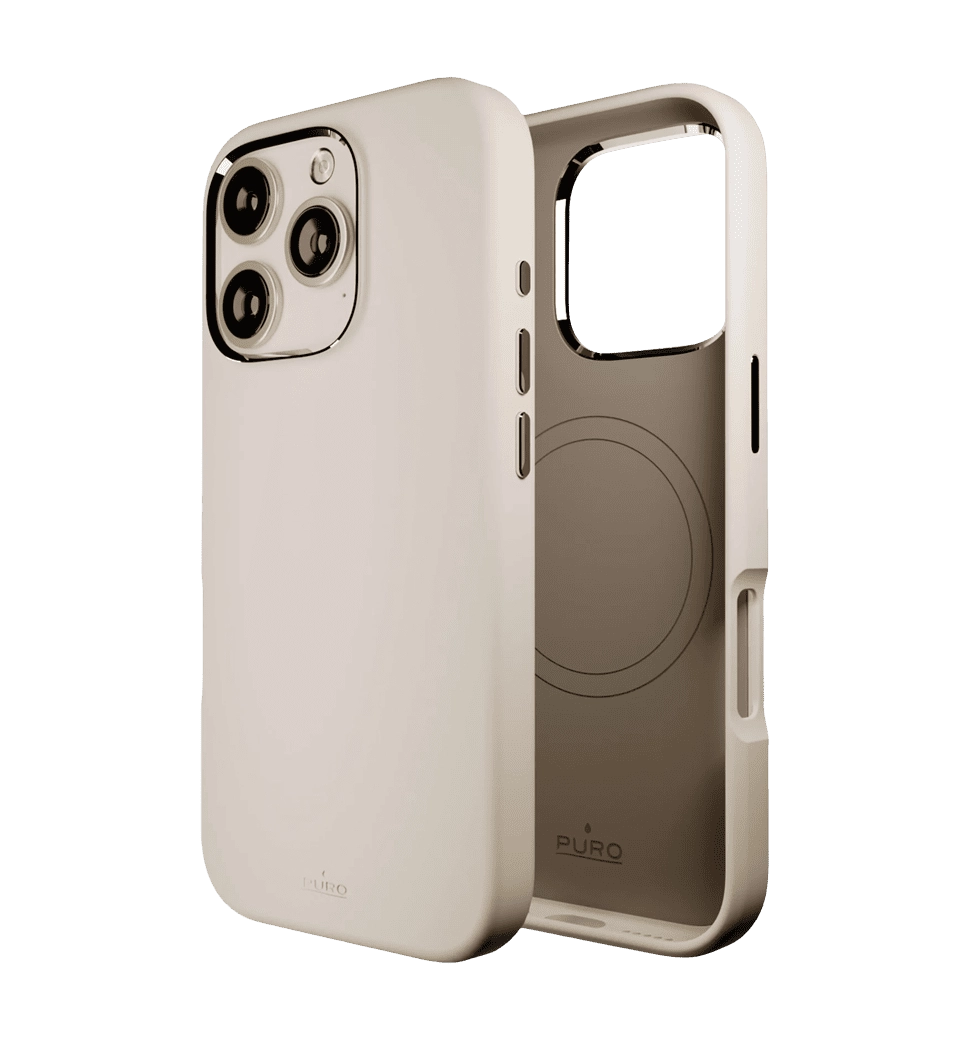 Чехол Puro Liquid Silicon Cover "ICON MAG PRO" with Magsafe, iPhone 16 Pro, beige PUIPC16P61ICONMPBE