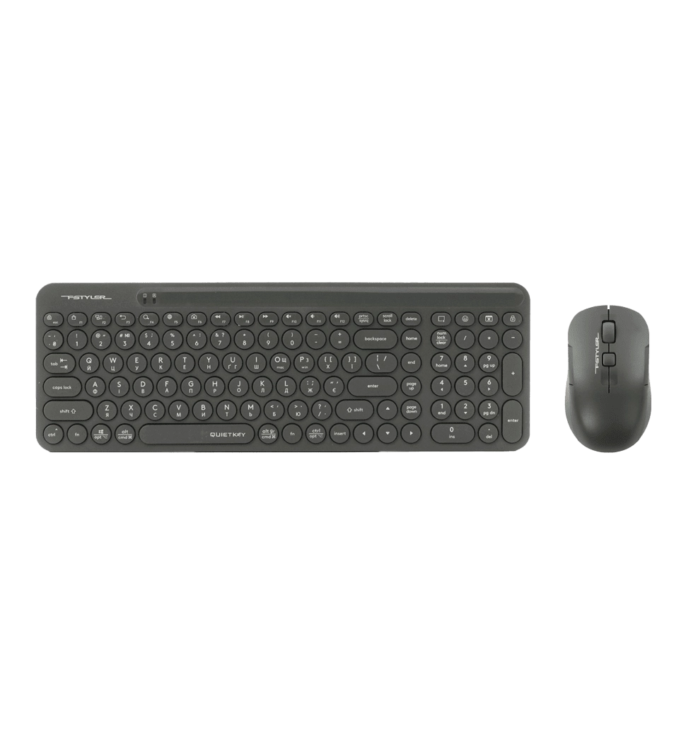 Комплект бездротовий, клавіатура з мишою, A4Tech Fstyler FG3300 Air2 (Grey), сірий колір