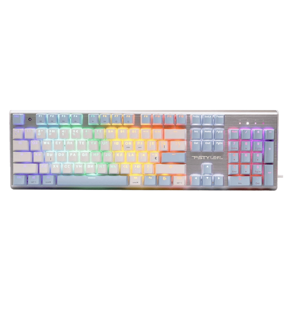 Клавіатура ігрова механічна A4-Tech FS100 (Icy Blue), USB, сріблястий