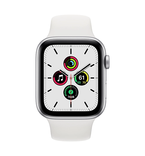 Смарт-годинник Apple Watch SE 44mm Silver Aluminum Case with White Sport Band (MYDQ2)