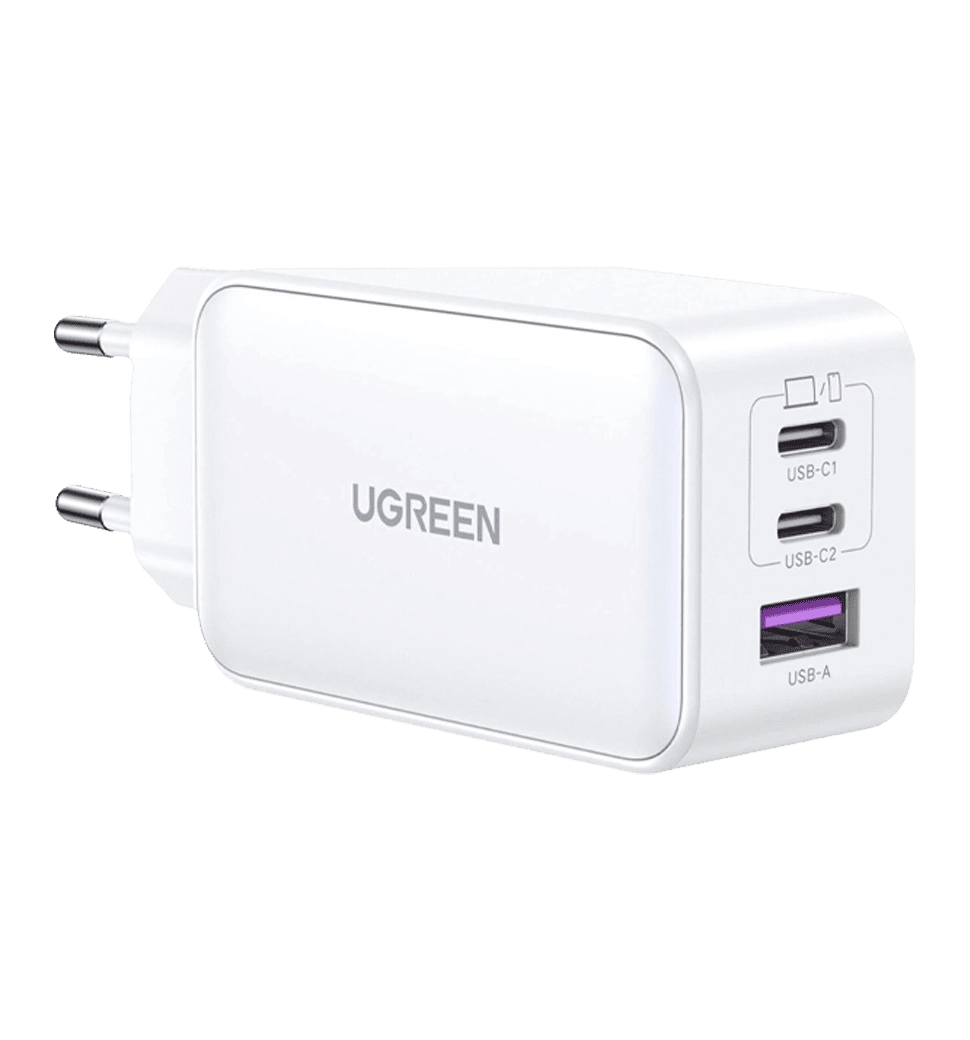 Адаптер UGREEN CD244 USB-A+2xUSB-C 65W GaN Tech Fast Charger White (15334)
