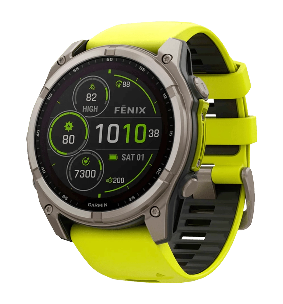 Спортивний годинник Garmin Fenix 8 51mm Solar Sapphire Titanium w. Amp Yellow/Graphite Silicone Band (010-02907-20/21)