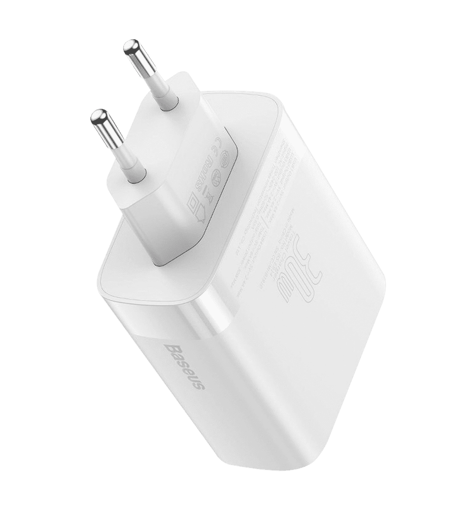 Адаптер Baseus Mirror Lake Digital Display 4USB Travel Charger 30W White (CCJMHB-B02)