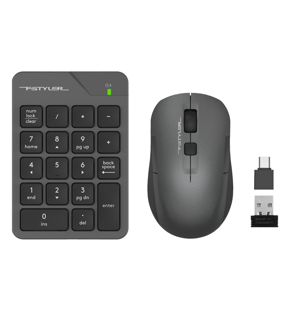 Комплект бездротовий клавіатура цифрова з мишою A4Tech Fstyler FG1600C Air2 (Grey), сірий колір