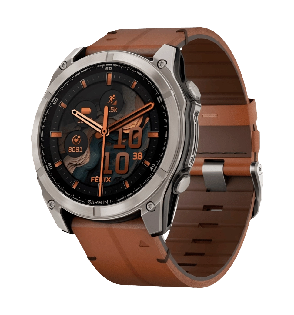 Спортивные часы Garmin Fenix 8 51mm AMOLED Sapphire Carbon grey DLC w. Chestnut Leather Band (010-02905-40)