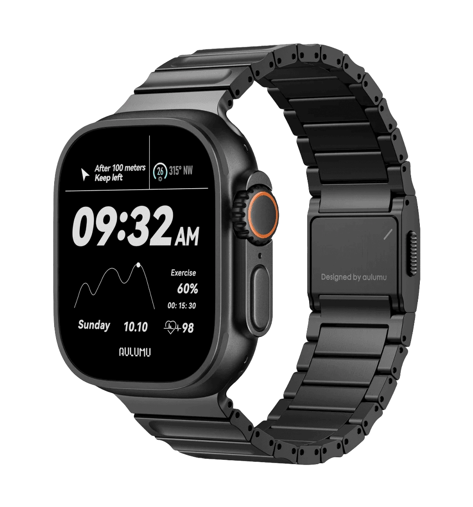 Ремінець AULUMU Full-Titanium Watch Band for Apple watch Black Titanium (UA-C01-BK)