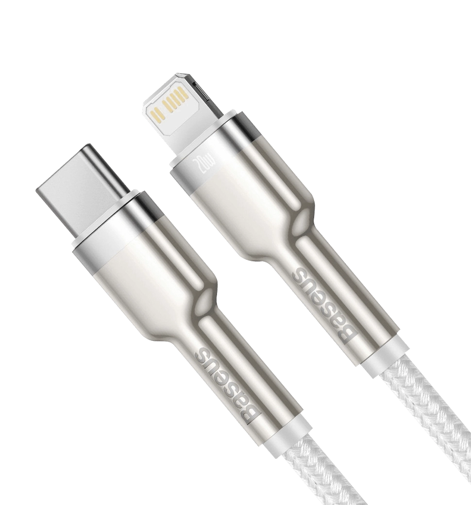 Кабель Baseus Cafule Metal Type-C to Lightning PD 20W (1m) (white) (CATLJK-A02)