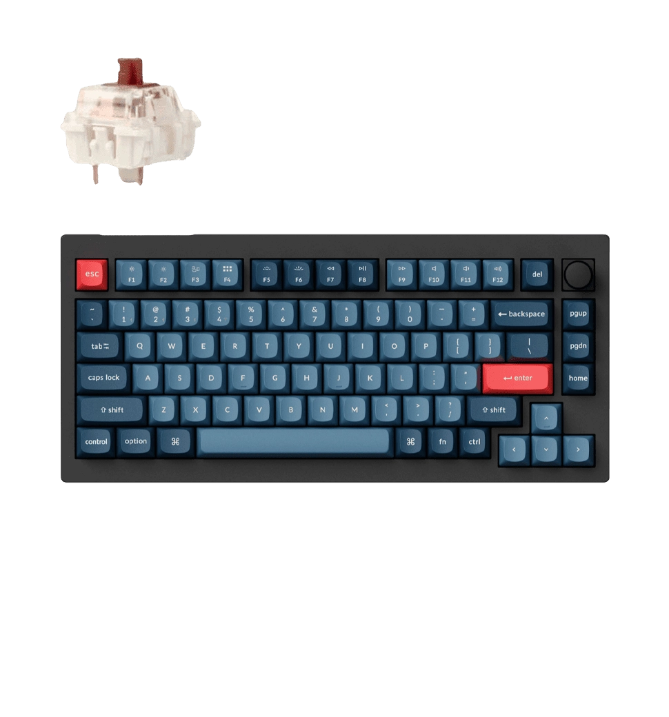 Клавиатура механическая Keychron V1 Max 84Key, Gateron Jupiter Brown, WL/BT/USB-A, QMK, Hot-swap, Knob,