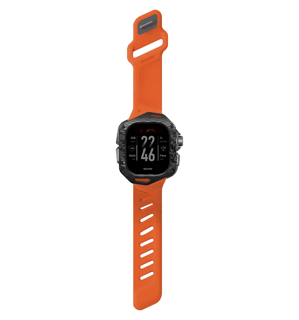 Ремінець AULUMU Carbon Fiber Cover+White Band  carbon+orange A01-CF-WT