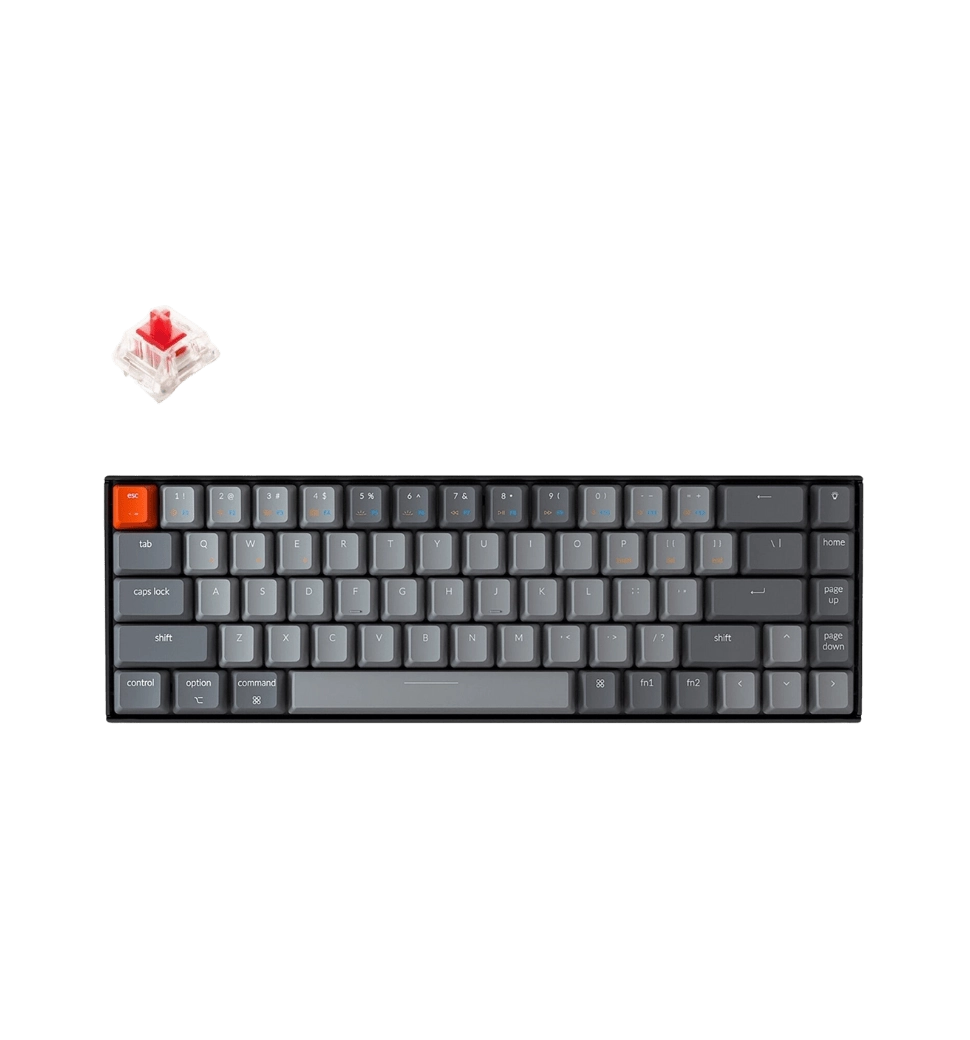Клавиатура механическая Keychron K6 68Key, Gateron G Pro Red, BT/USB-A, EN/UKR, White LED, чорний