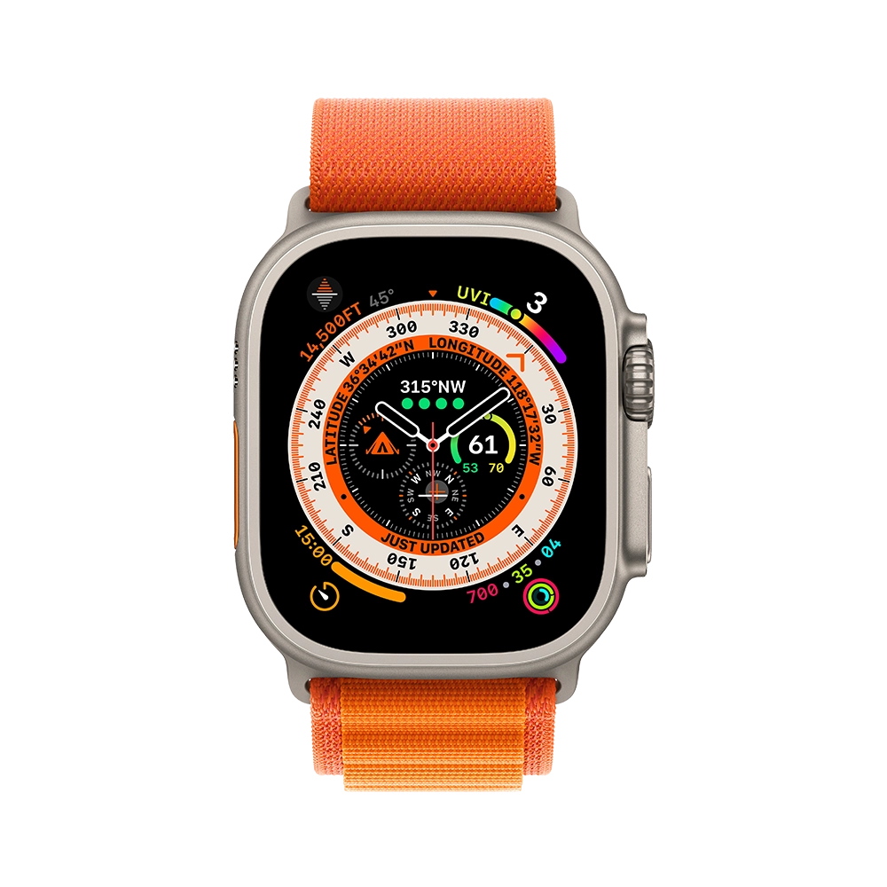 Смарт-годинник Apple Watch Ultra 49mm Titanium Case with Orange Alpine Loop - Medium (MQFL3)