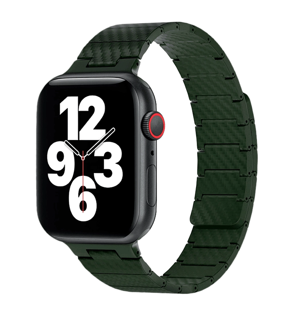 Ремінець Wiwu для Apple Watch 42/44/45/49mm Carbon Fiber pattern magnetic watch band Green