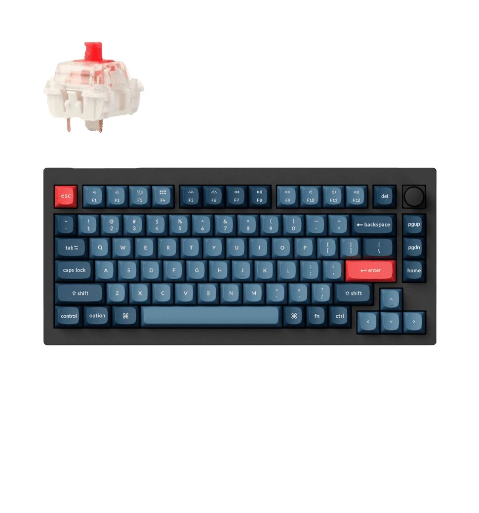 Клавіатура механічна Keychron V1 Max 84Key, Gateron Jupiter Red, WL/BT/USB-A, QMK, Hot-swap, Knob, E