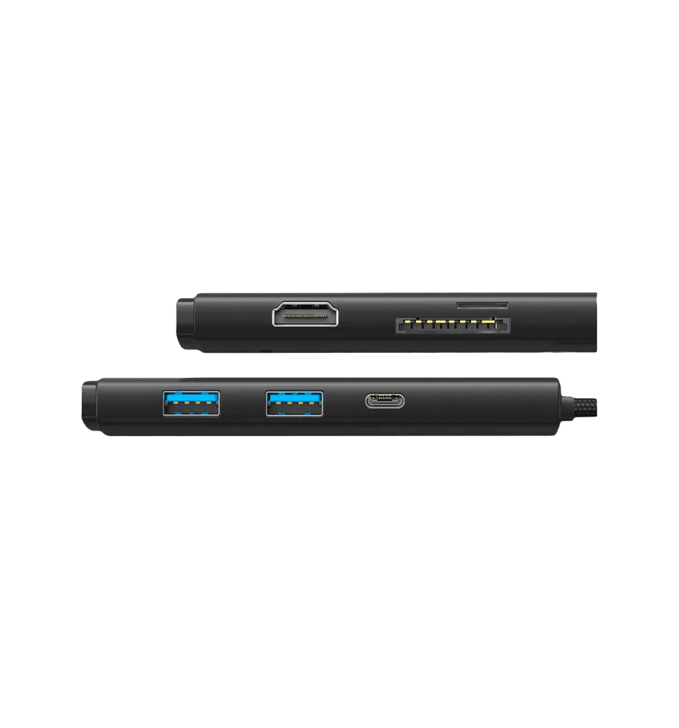 Хаб Baseus Lite Series 6-in-1  (Type-C to HDMI + 2xUSB 3.0 + Type-C + SD/TF) (black)(WKQX050001)