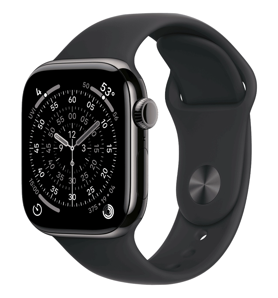Apple Watch Series 11 GPS + Cellular 42mm Slate Titanium Case with Black Sport Band - M/L (MF8T4)