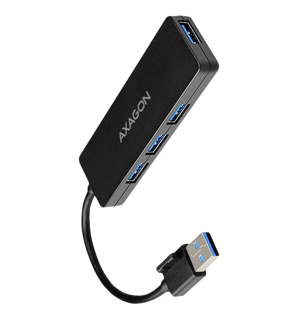 Хаб AXAGON HUE-G1A SuperSpeed USB SLIM hub, кабель 14см Type-A, Чорний