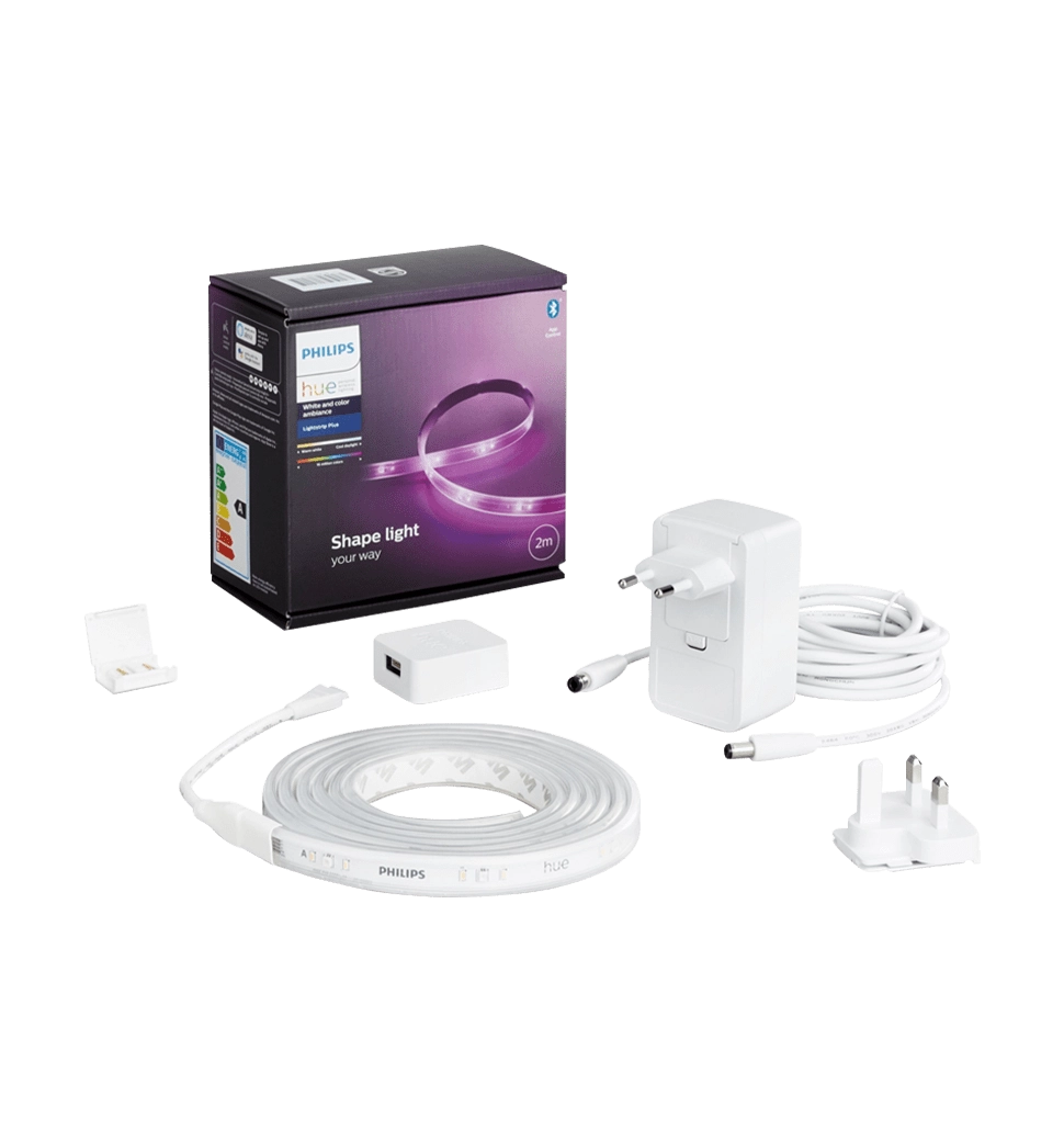 Стрічка світлодіодна розумна Philips Hue Plus, 0.5W(20Вт), 2000K-6500K, RGB, ZigBee, димування, базовий комплект, б/живл, 2м