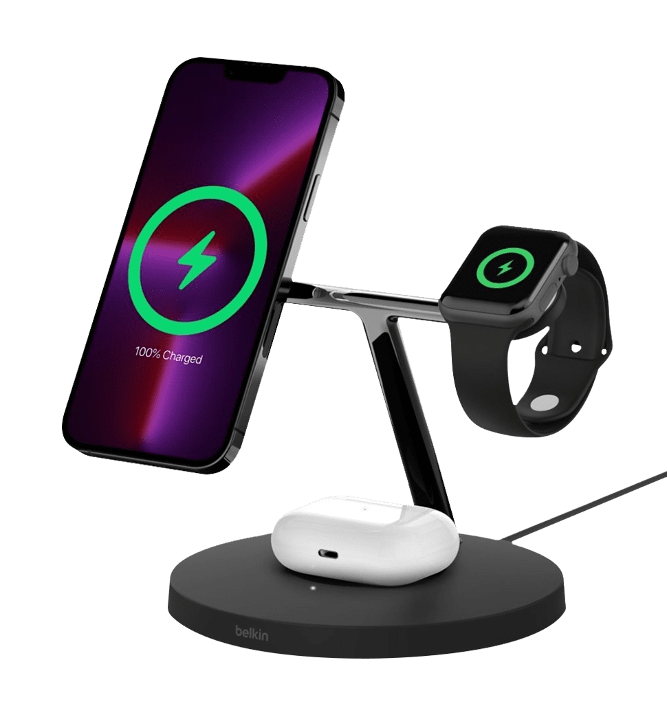 Беспроводной ЗП Belkin MagSafe 3in1 Wireless Charger, black (WIZ017VFBK)
