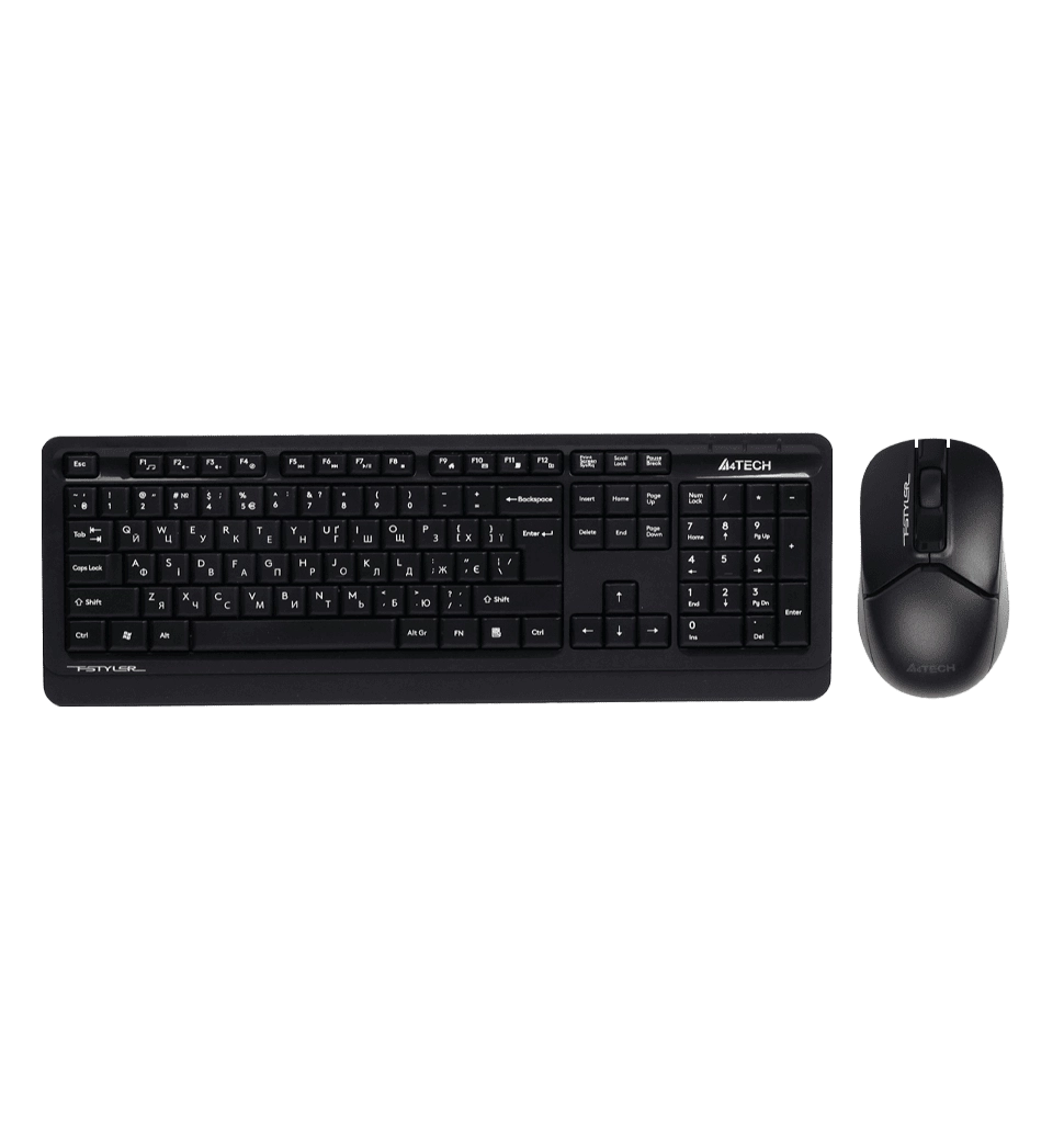A4Tech Fstyler FG1012S, комплект беспроводной клавиатура с мышью, цвет черный