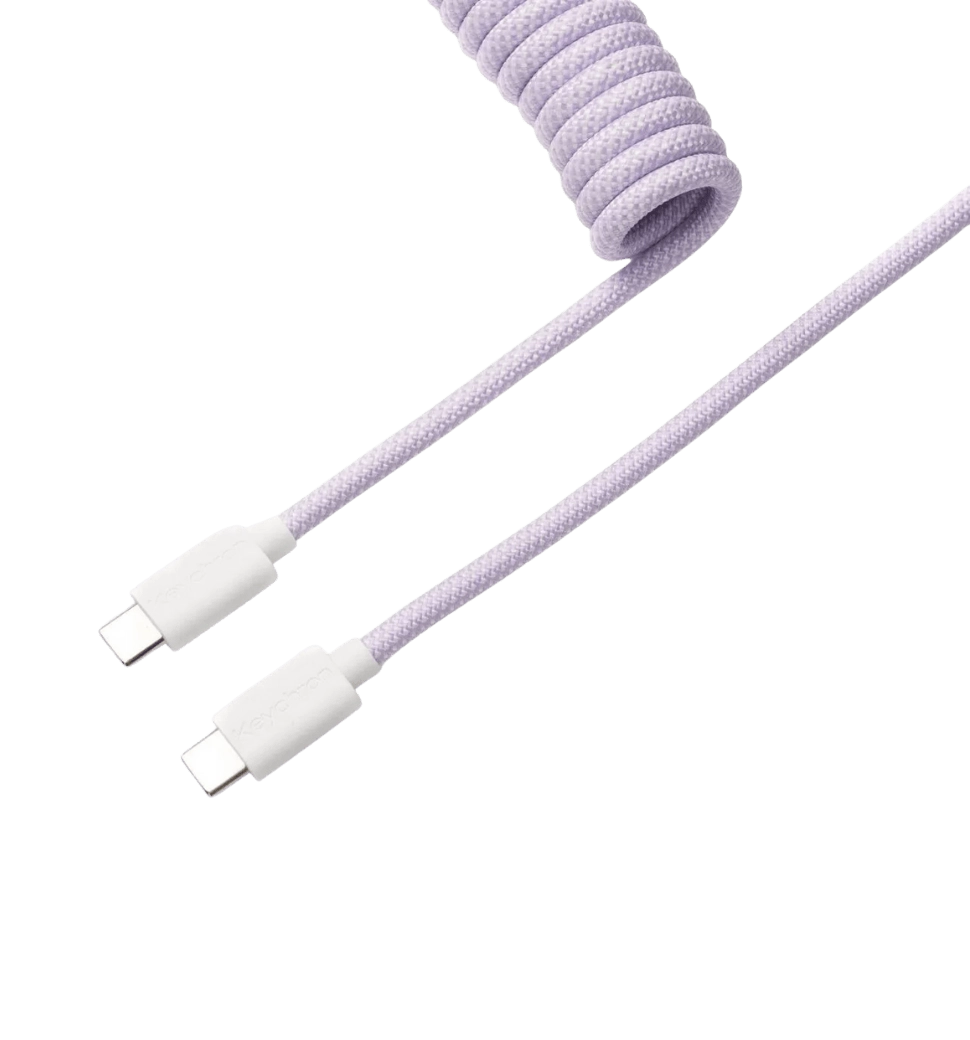 Кабель USB-A/USB-C > USB-C заряджання/синхронізації Keychron, 1.36м, Type-C, Coiled Aviator, фіолетовий