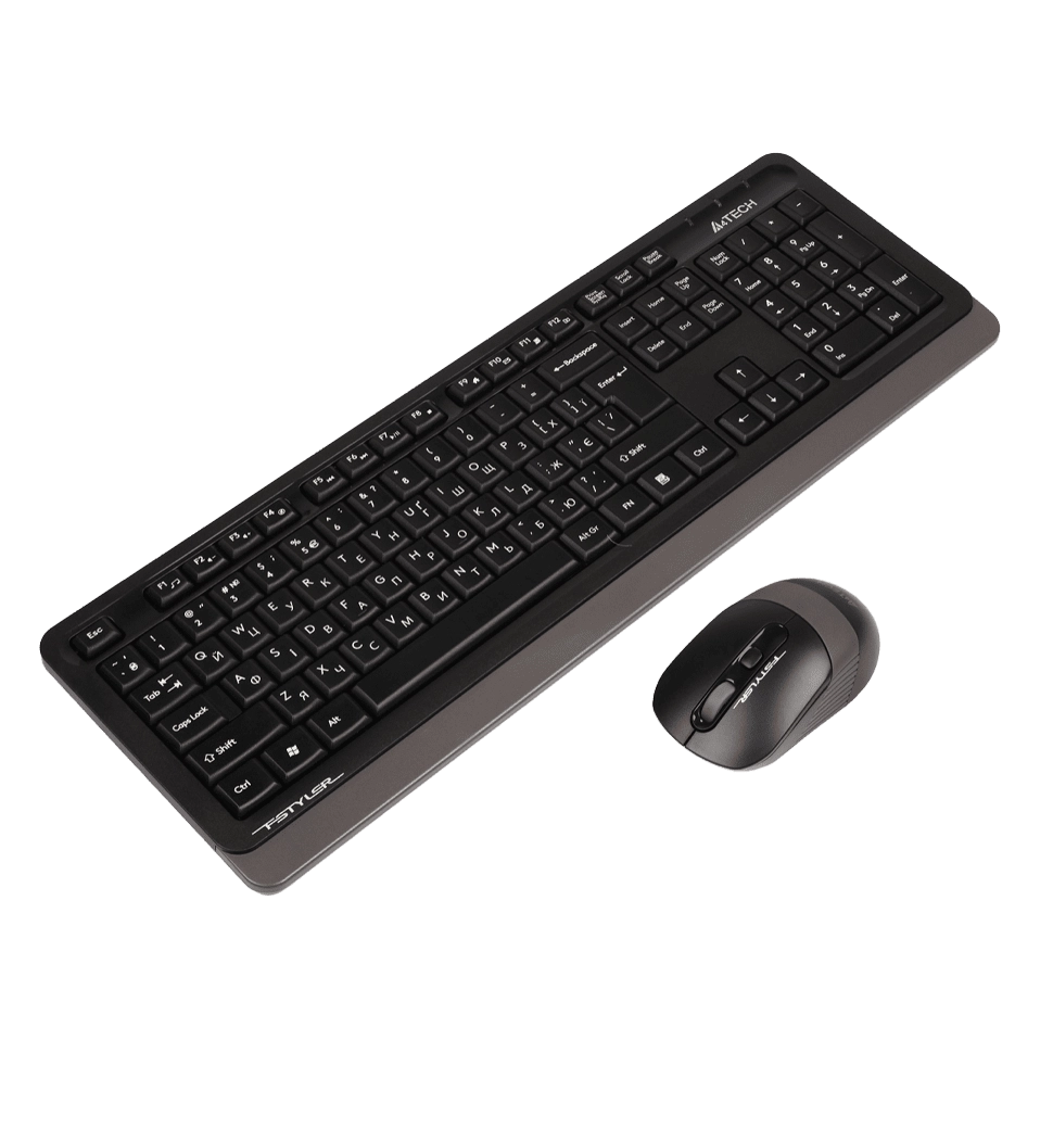 A4Tech Fstyler FG1010, комплект бездротовий клавіатура з мишою, чорний+сірий колір