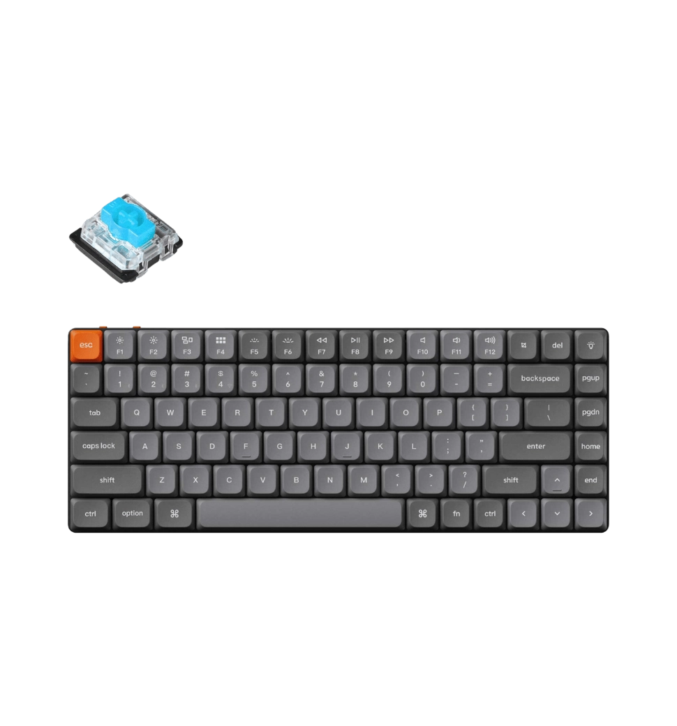 Клавіатура механічна Keychron K3 Max 84Key, Gateron MX 2.0 Blue, WL/BT/USB-A, QMK, EN/UKR, White Led