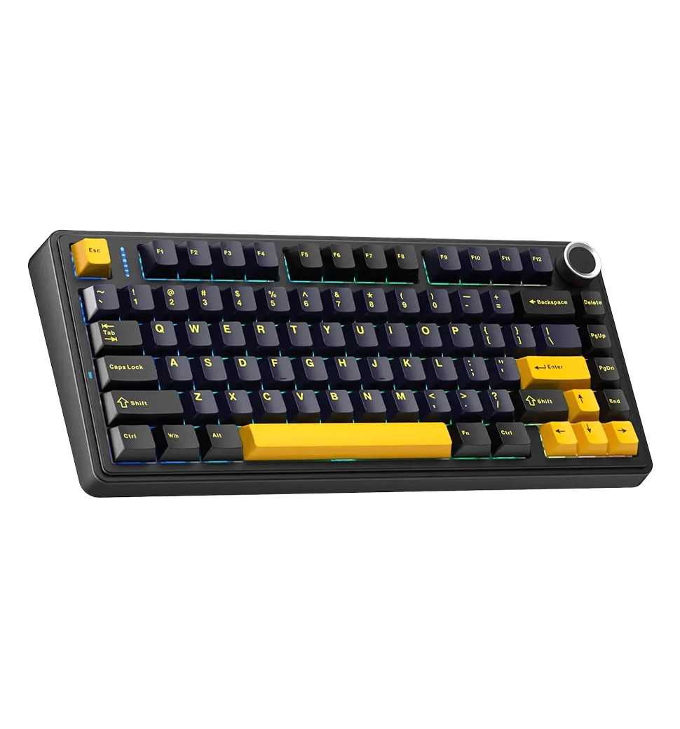 Ігрова клавіатура бездротова AULA F75 Gasket Greywood V3 switch Hot-Swap, PBT, 2.4G wireless, BT, black