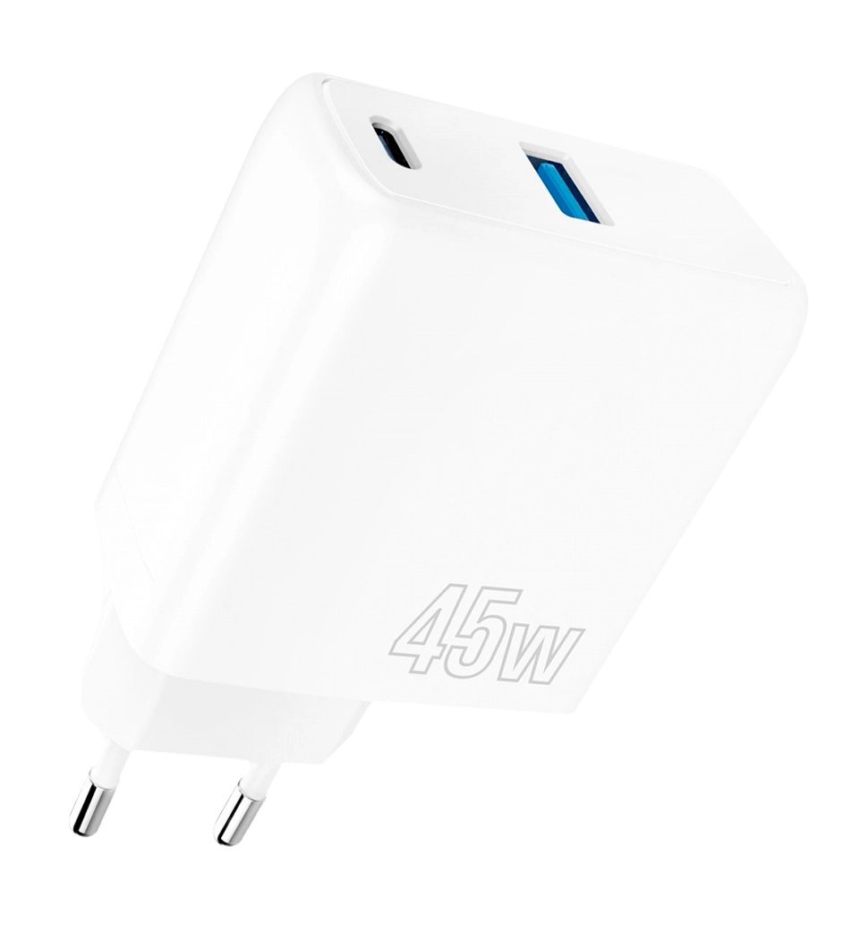 Адаптер Proove Silicone Power 45W (Type-C+USB) (white)