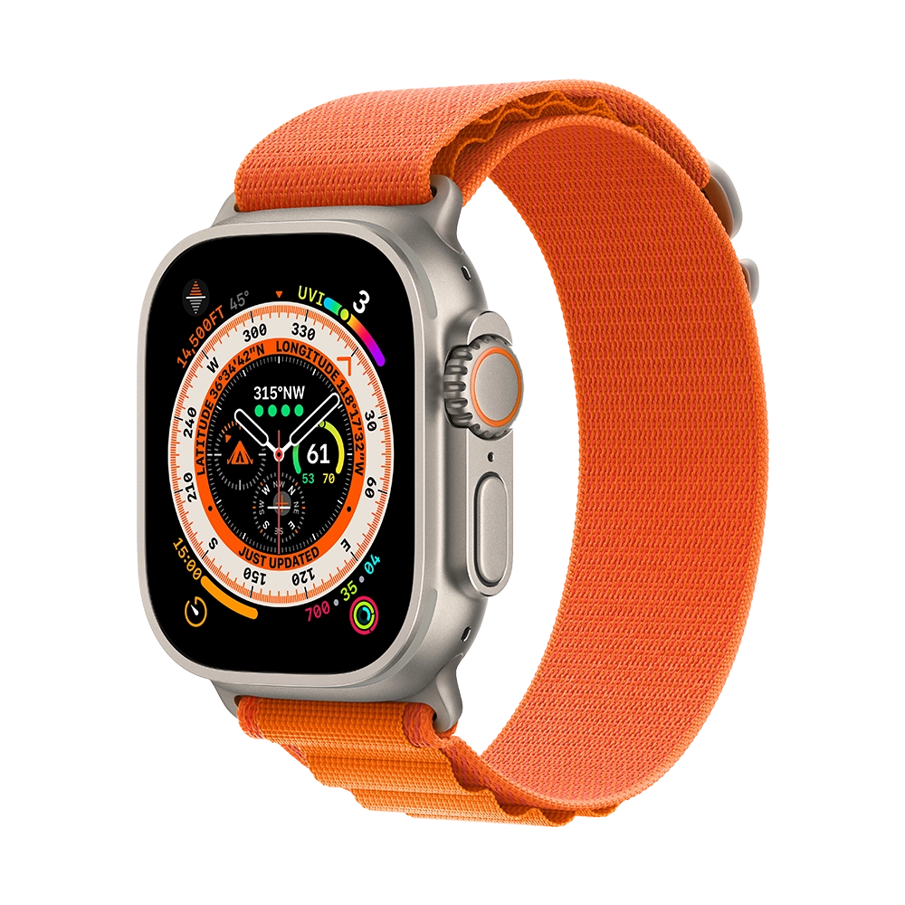 Смарт-годинник Apple Watch Ultra 49mm Titanium Case with Orange Alpine Loop - Large (MQFM3)
