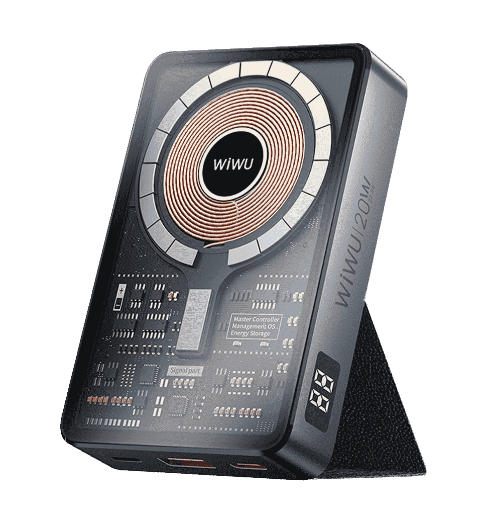Зовнішній акумулятор Wiwu JC-21 Transparent Wireless Power Bank 10000 mAh, Space grey
