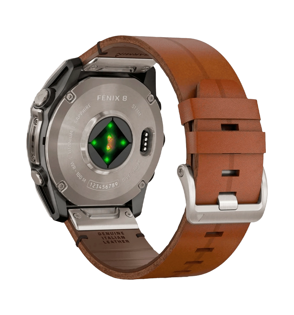 Спортивные часы Garmin Fenix 8 51mm AMOLED Sapphire Carbon grey DLC w. Chestnut Leather Band (010-02905-40)